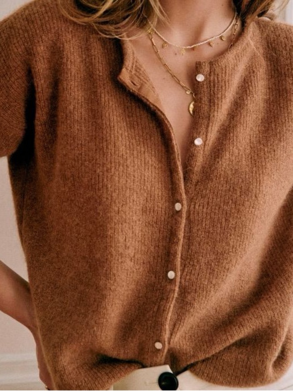 Sezane Gaspard Cardigan - Small - Camel Brown